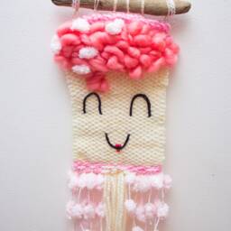 Pink Nursery Handwoven Wall Hanging Driftwood Tapestry - thumbnail 3