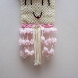 Pink Nursery Handwoven Wall Hanging Driftwood Tapestry - thumbnail 4