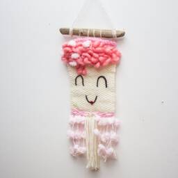 Pink Nursery Handwoven Wall Hanging Driftwood Tapestry - thumbnail 2