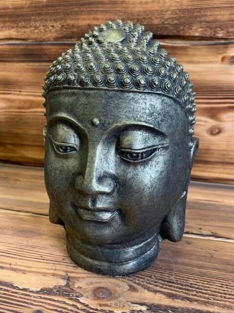 Stone Garden Bronzed Buddha Head Statue Detailed Ornament Gift - image 1