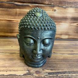 Stone Garden Bronzed Buddha Head Statue Detailed Ornament Gift - thumbnail 3