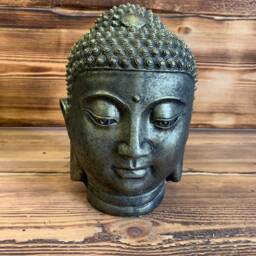Stone Garden Bronzed Buddha Head Statue Detailed Ornament Gift - thumbnail 2