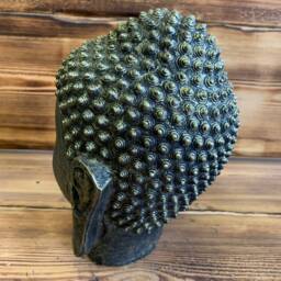Stone Garden Bronzed Buddha Head Statue Detailed Ornament Gift - thumbnail 4