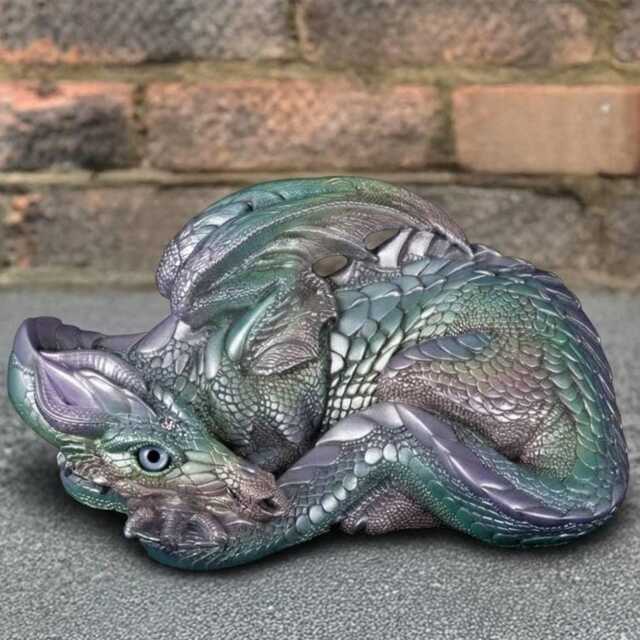 Lying Concrete Dragon Figure Stone Garden Sculpture Outdoor Fantasy Animal Statue Handcrafted Patio Ornament Lover Gift - image 1