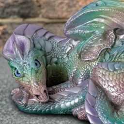 Lying Concrete Dragon Figure Stone Garden Sculpture Outdoor Fantasy Animal Statue Handcrafted Patio Ornament Lover Gift - thumbnail 4