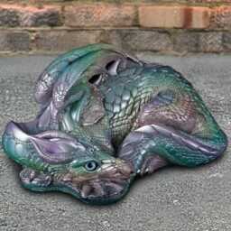 Lying Concrete Dragon Figure Stone Garden Sculpture Outdoor Fantasy Animal Statue Handcrafted Patio Ornament Lover Gift - thumbnail 3