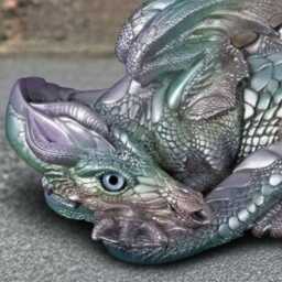 Lying Concrete Dragon Figure Stone Garden Sculpture Outdoor Fantasy Animal Statue Handcrafted Patio Ornament Lover Gift - thumbnail 2