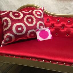 Red Velvet Ikat Pillow Cover Handwoven Silk Accent Cushion - thumbnail 2