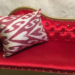 Red Velvet Ikat Pillow Cover Handwoven Silk Accent Cushion - thumbnail 3