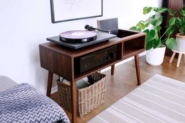 Handmade Solid Wood Record Player Stand Vinyl Storage Cabinet, Hifi Rack - image 1