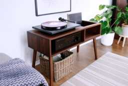 Handmade Solid Wood Record Player Stand Vinyl Storage Cabinet, Hifi Rack - thumbnail 1