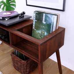 Handmade Solid Wood Record Player Stand Vinyl Storage Cabinet, Hifi Rack - thumbnail 2