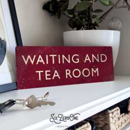 Waiting & Tea Rooms Metal Sign Vintage Worn Rusty Look Print Train Station Replica Shabby Chic Platform - thumbnail 1