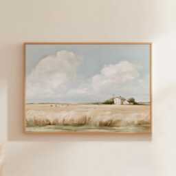 Wheat Field Poster, Windmill Landscape Print, Country Wall Art, Paper - thumbnail 1