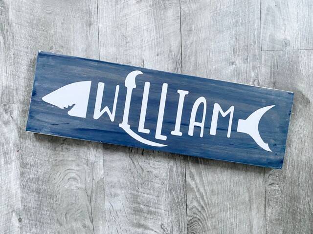Custom Shark Name Sign For Kids, Perfect Kids Bedroom Decor, Nursery Wall Art. Personalized Childrens Name - image 1