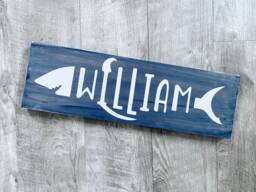 Custom Shark Name Sign For Kids, Perfect Kids Bedroom Decor, Nursery Wall Art. Personalized Childrens Name - thumbnail 1