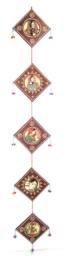 5 Piece Gem Stone Painted Wall Hanging Decor Indian Art - thumbnail 2