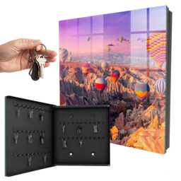 Balloons in The Air Wall Mounted Key Cabinet, Pink Box For Home, Photographic Landscapes, Adventure & Travel Enthusiasts