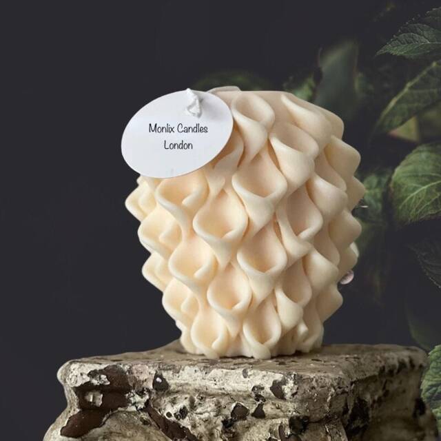 Larges Scented Pillar Candle, Sculptural Candle, Aesthetic Room Decor, Wedding Table Decor, Dinner Candles, Candle Gift For Her, Geometric Candle - image 1