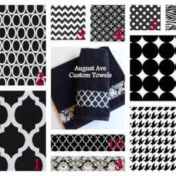 Custom Black Bath Towel Designer Fabric Accent - August Ave - thumbnail 2