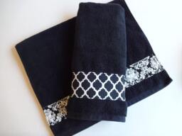 Custom Black Bath Towel Designer Fabric Accent - August Ave