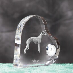 Whippet - Crystal Clock in The Shape Of A Heart With Image Pure-Bred Dog - thumbnail 3