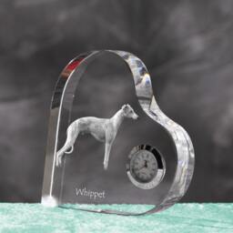 Whippet - Crystal Clock in The Shape Of A Heart With Image Pure-Bred Dog - thumbnail 2