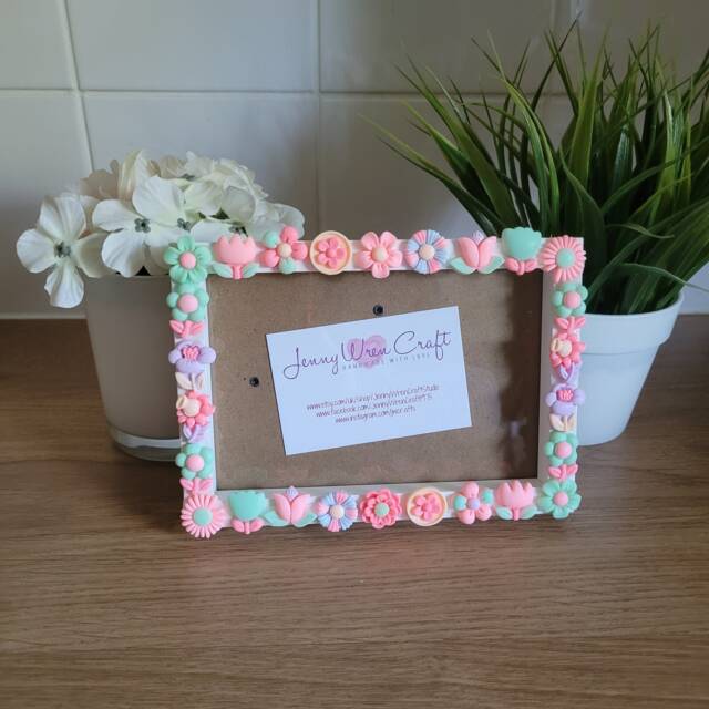 Pink Flower Resin Decals Deep Box Photo Frame 4 X 6 Inches - image 1