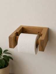 Solid Wood Toilet Roll Holder - Rustic Wall Mounted Bathroom Storage Farmhouse Decor