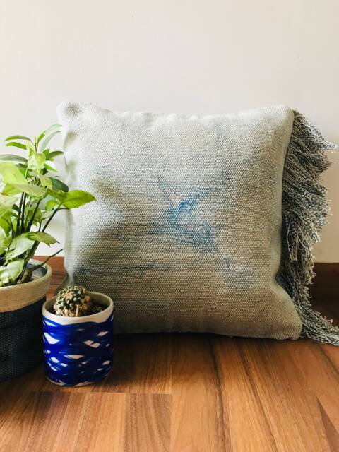 Handmade Marbled Indigo Cotton Cushion Cover Boho Home Decor - 16 X 16 In - image 1