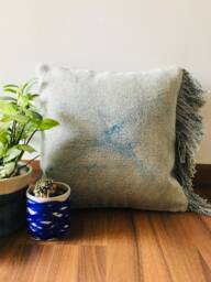 Handmade Marbled Indigo Cotton Cushion Cover Boho Home Decor - 16 X 16 In
