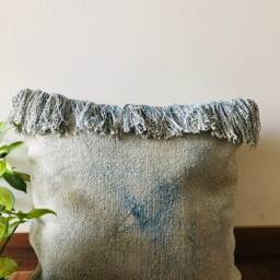Handmade Marbled Indigo Cotton Cushion Cover Boho Home Decor - 16 X 16 In - thumbnail 2