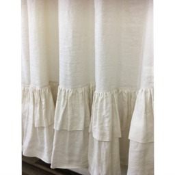 Cream Linen Shower Curtain With Double Layer Ruffles, Fabulous Chic Mildew-Free, 72x72, 72x85, 72x94, Or Custom Size - thumbnail 3