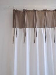 Osian Bow-Tied Linen Curtain, Two Tone Thermal Custom Curtain Panel, Drapes, For Bedroom & Livingroom, 1Pc