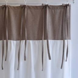 Osian Bow-Tied Linen Curtain, Two Tone Thermal Custom Curtain Panel, Drapes, For Bedroom & Livingroom, 1Pc - thumbnail 3