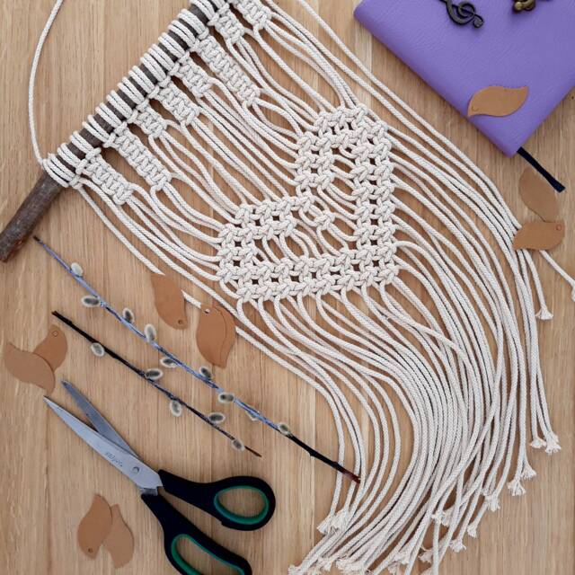 Macrame Wall Hanging Valentine's Day Gift For Her Romantic Decor Bohemian Home Heart Boho Wedding Idea Rustic Decorations - image 1