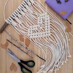 Macrame Wall Hanging Valentine's Day Gift For Her Romantic Decor Bohemian Home Heart Boho Wedding Idea Rustic Decorations - thumbnail 1