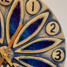 Hand Made Circular Round Blue Natural Ceramic Glass Wall Clock Quartz 25 cm Diam - thumbnail 3