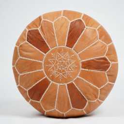 Next Day Delivery Prefilled Brown Leather Moroccan Pouf Handmade Ottoman Footstool - thumbnail 2