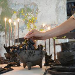 Wabi Sabi Candelabra, Ceramic Candle Holder, Stand For Fin Three & Five Candles, Art Sculpture Home - thumbnail 2