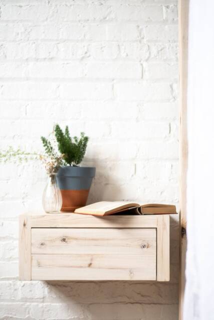 Whitewashed Floating Drawer/Table End Nightstand Or Shelf - Handmade in Usa - image 1
