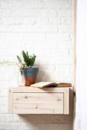 Whitewashed Floating Drawer/Table End Nightstand Or Shelf - Handmade in Usa - thumbnail 1