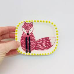 Handmade Ceramic Soap Dish Hand-Painted Fox, Bathroom Accessory, Home Decor, Handcrafted Pottery - thumbnail 2