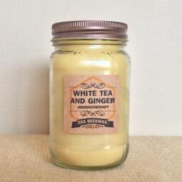 16Oz White Tea & Ginger Aromatherapy Beeswax Mason Jar Candle - thumbnail 2