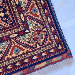 Handmade Wool Kashi Rug Multi-Colored Boho Area Rug - 5.2x3.1 Ft - thumbnail 3