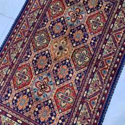 Handmade Wool Kashi Rug Multi-Colored Boho Area Rug - 5.2x3.1 Ft - thumbnail 4
