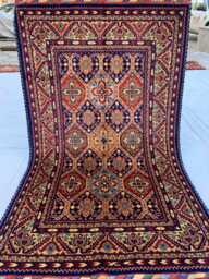 Handmade Wool Kashi Rug Multi-Colored Boho Area Rug - 5.2x3.1 Ft - thumbnail 1