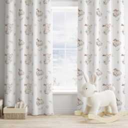 Cute Little Bunny Curtains, Nursery Curtains Blackout Or Non Blackout, With Eyelets, Pencil Pleat Rod Pocket, Bunnies Decor - thumbnail 1