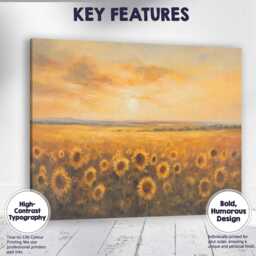 Golden Sunflower Field Sunset Horizon Impressionist Landscape Canvas Wall Art Print Decor Picture Ready To Hang - thumbnail 1