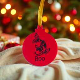 Personalised Koi Carp Bauble - Mirrored Acrylic Fish Name Ornament Double-Sided Tree Decoration - thumbnail 2